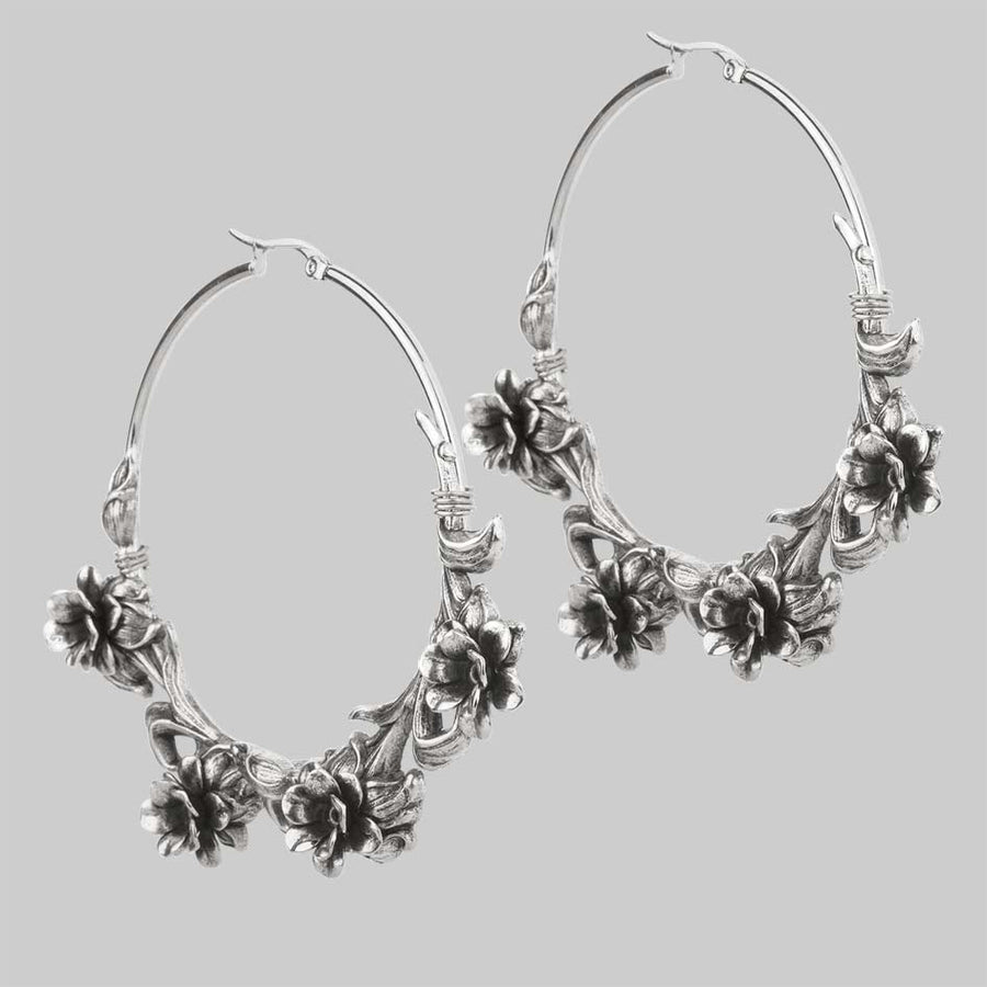 LAVISH. Wild Rose Hoop Earrings - Silver LAVISH. Wild Rose Hoop Earrings - Silver