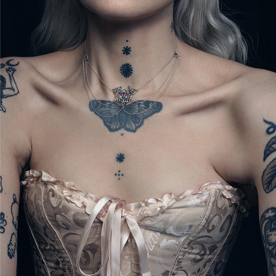 Layered silver chain necklace