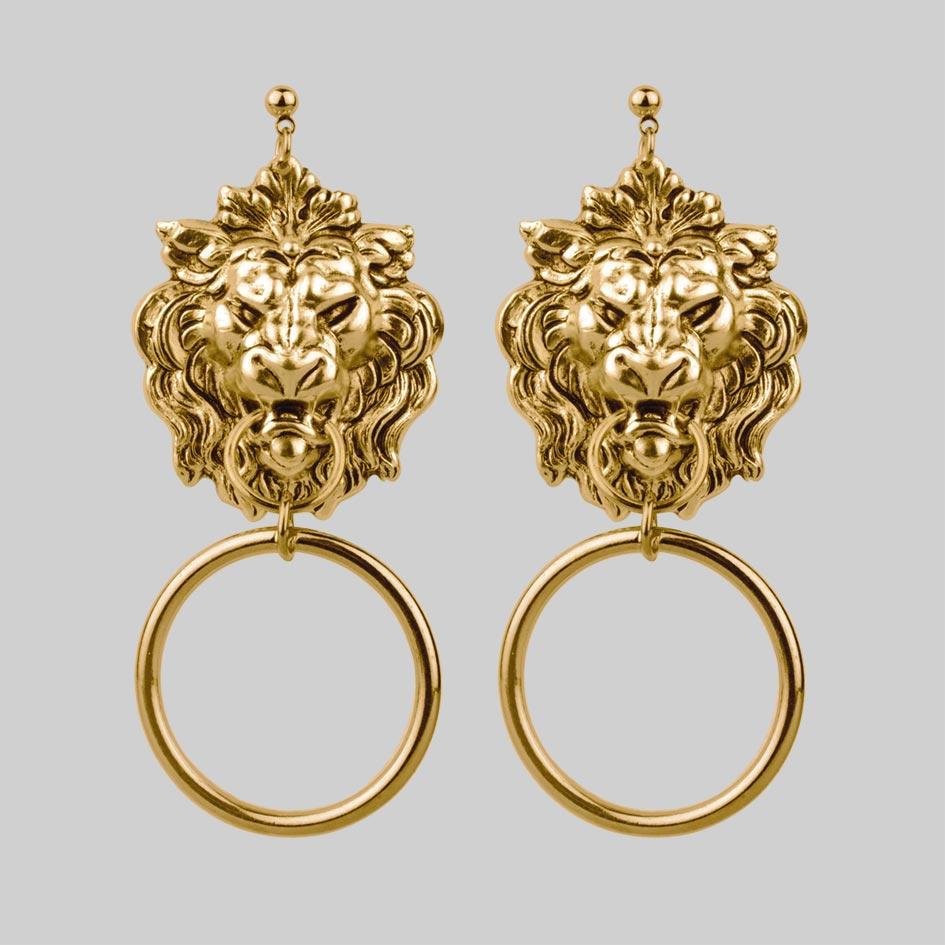 ANWAR. Lion Knocker Earrings - Gold