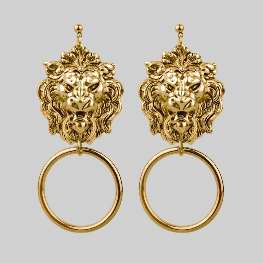 ANWAR. Lion Knocker Earrings - Gold