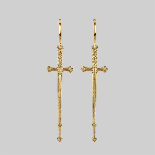 MERCY. Sword Hoop Earrings - Gold