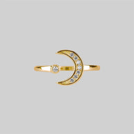 Moon and star gold ring