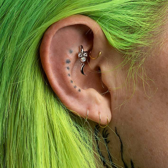 Moon crescent rook earring