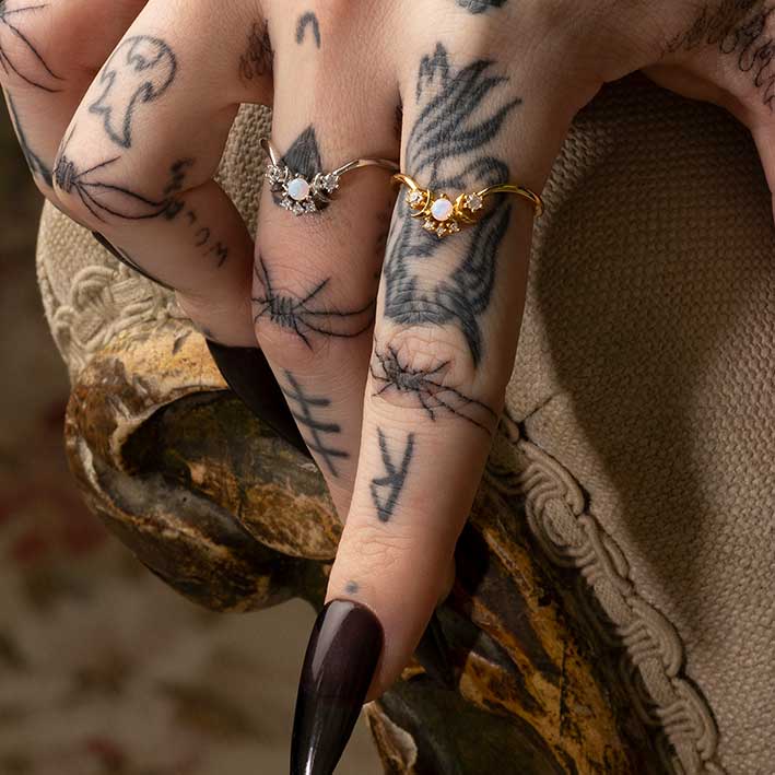 Moonstone sun and moons chevron ring