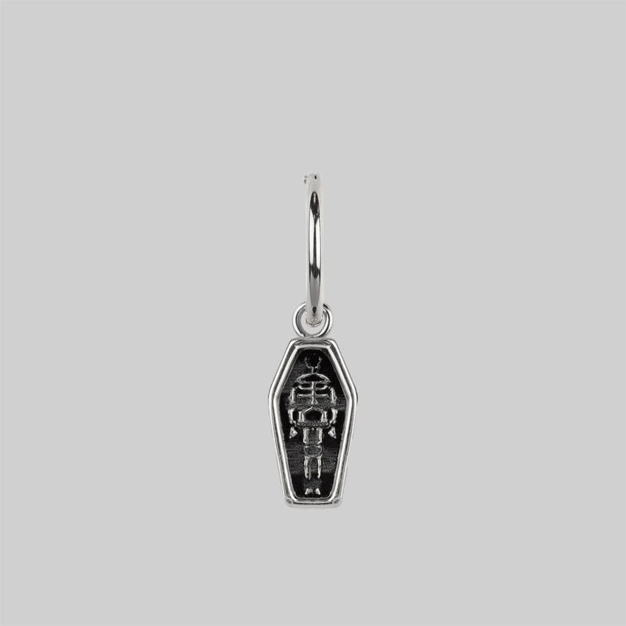 Silver coffin earrings