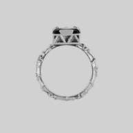 Onyx and silver ivy gothic ring