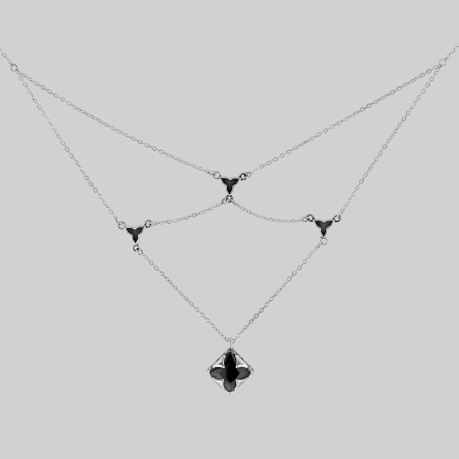 Onyx and silver layered necklace