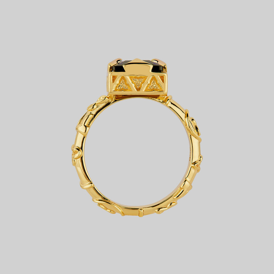 VAULT. Square Onyx & Ivy Ring - Gold Onyx gemstone gold ring