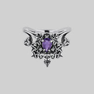 Ornate amethyst silver ring
