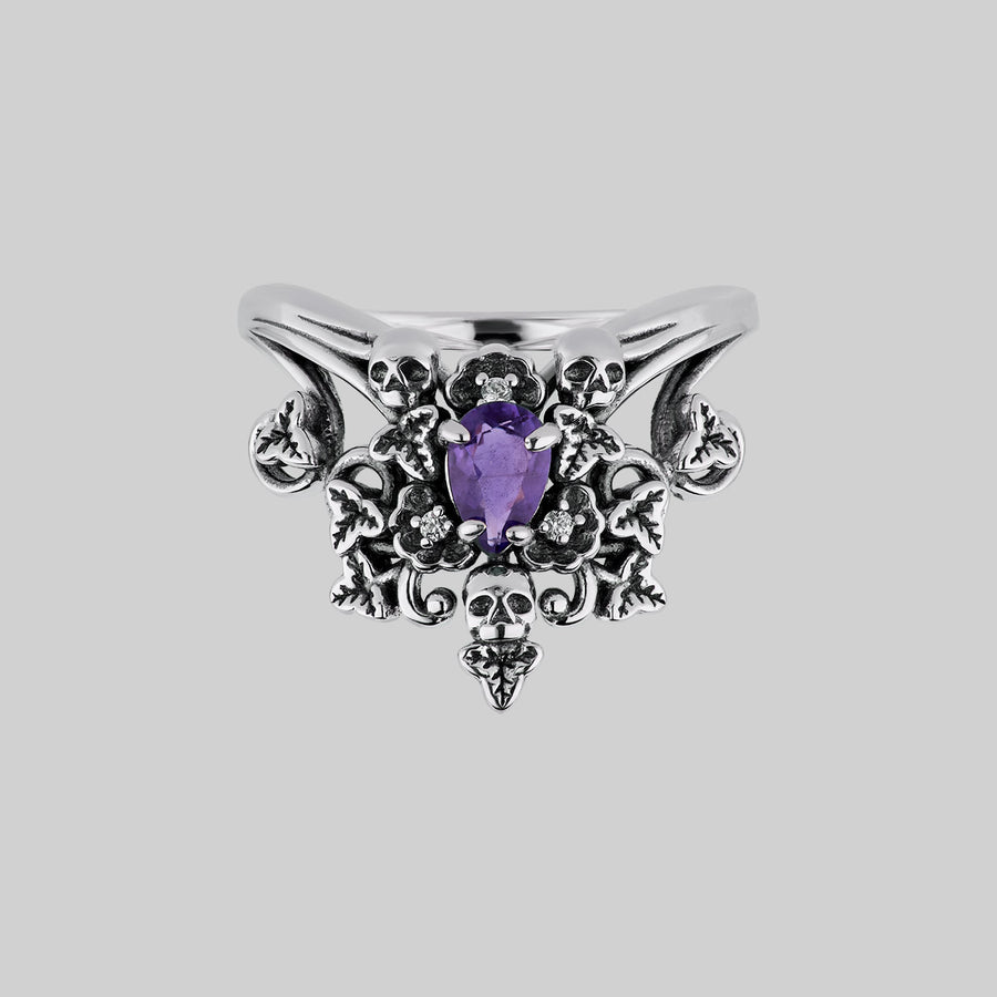 Ornate amethyst silver ring