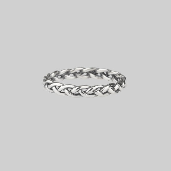 R-084 braided silver ring