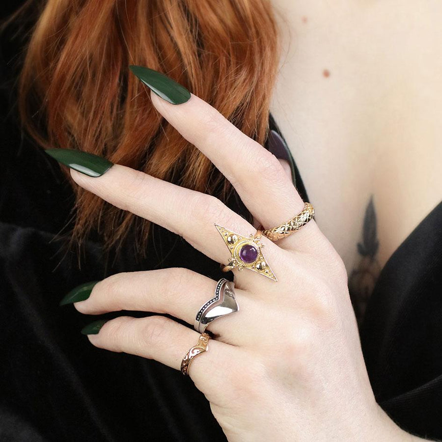 TRIBE. Gold Chevron Ring mixed metal rings