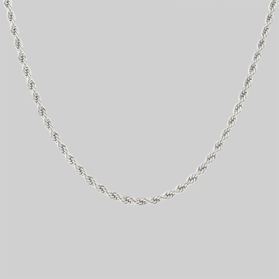 Silver rope chain necklace