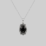 detailed rose wreath gemstone necklace sterling silver