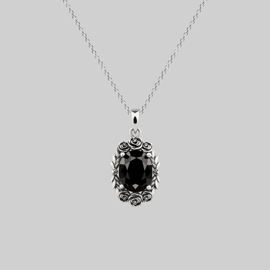 detailed rose wreath gemstone necklace sterling silver
