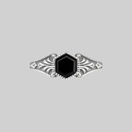 RELIC. Onyx Hexagon Ring - Silver