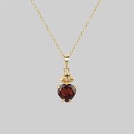 Garnet sacred heart necklace