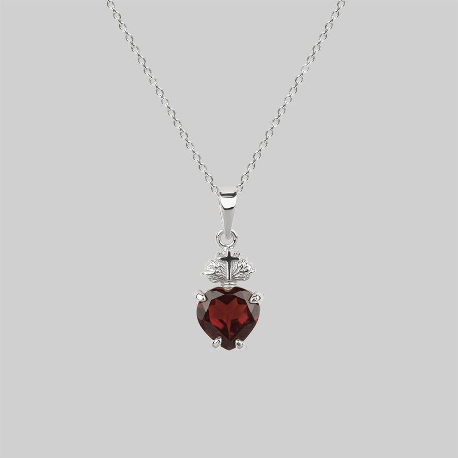 Silver sacred heart necklace