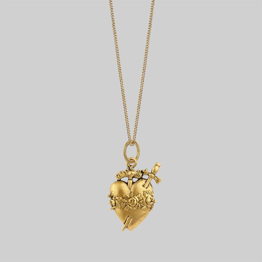 INFERNO. Sacred Heart Necklace - Gold Gold sacred heart necklace