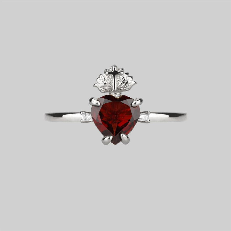 Silver sacred heart ring