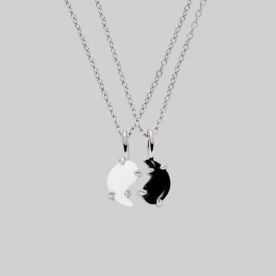 Silver Yin Yang pendant pair necklaces