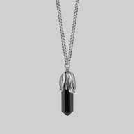 Black agate and silver gemstone necklace