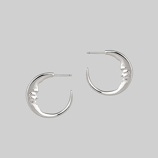 GOOD NIGHT. Man in the Moon Crescent Earrings - Silver