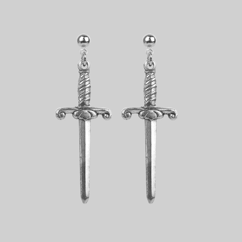 Silver dagger earrings