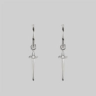 Sterling silver dagger hoop earrings