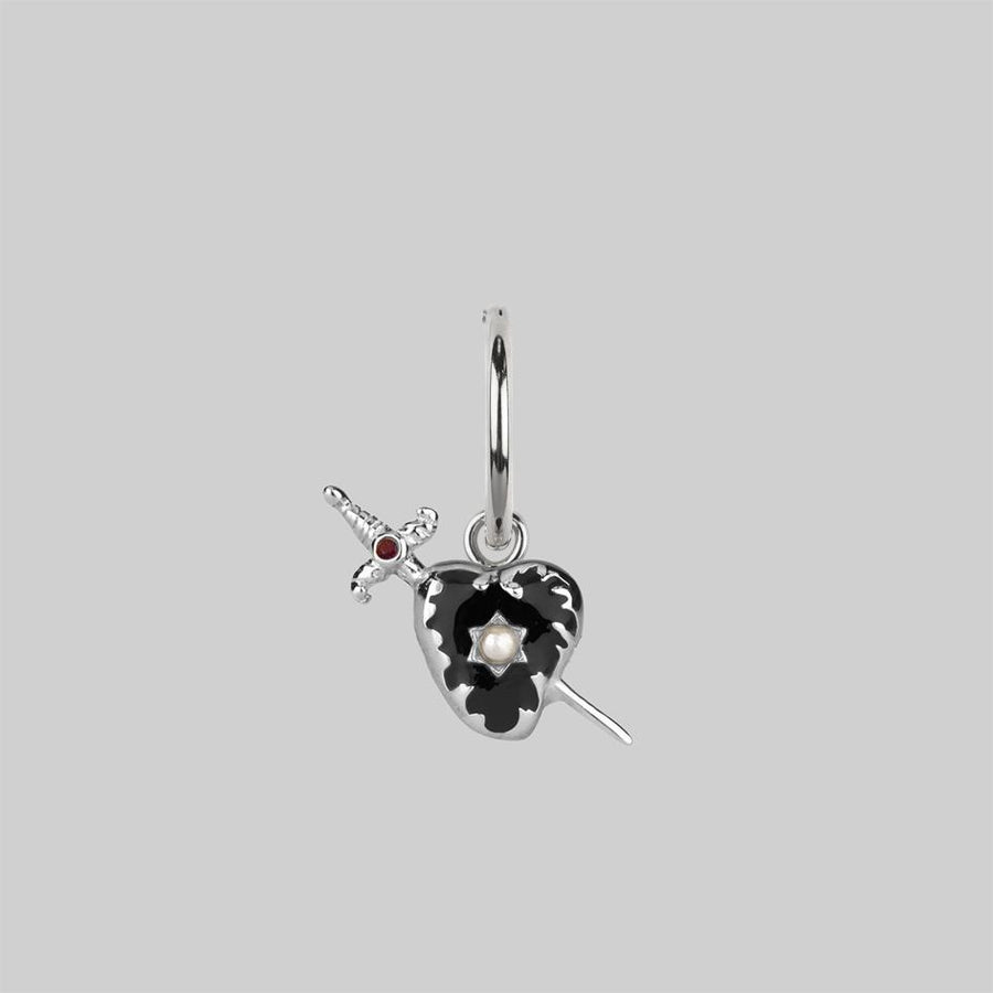 Silver heart hoops earrings