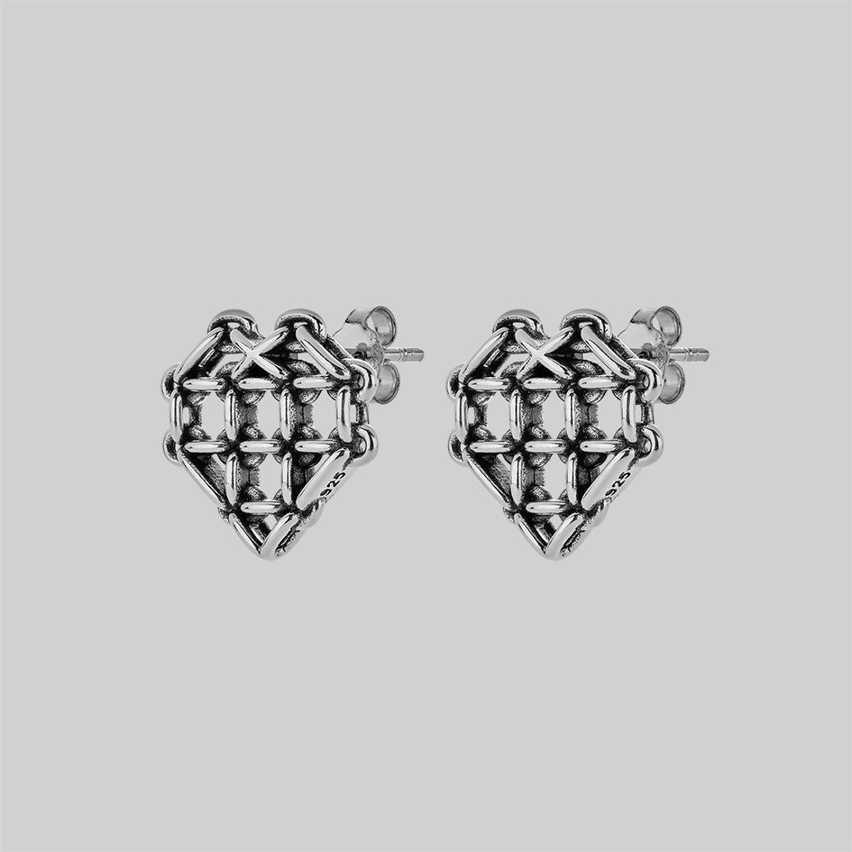 Silver heart shape stud earrings