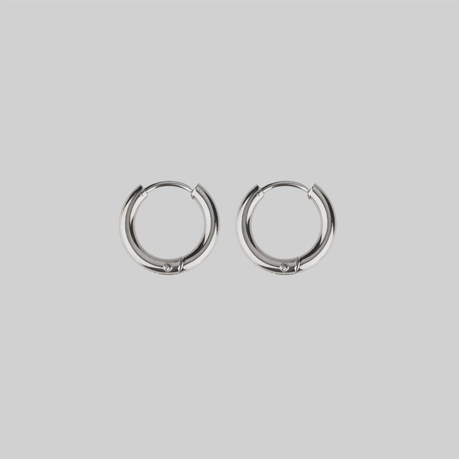 Small silver huggie hoop earrings