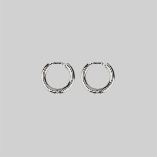 VITA. Hinge Huggie Hoop Earrings - Silver