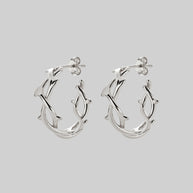 Silver thorn hoop earrings