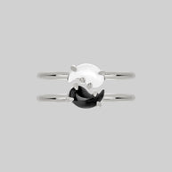 Silver Yin and Yang gemstone ring