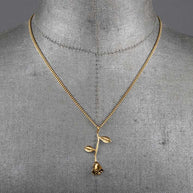 Gold rose stem necklace