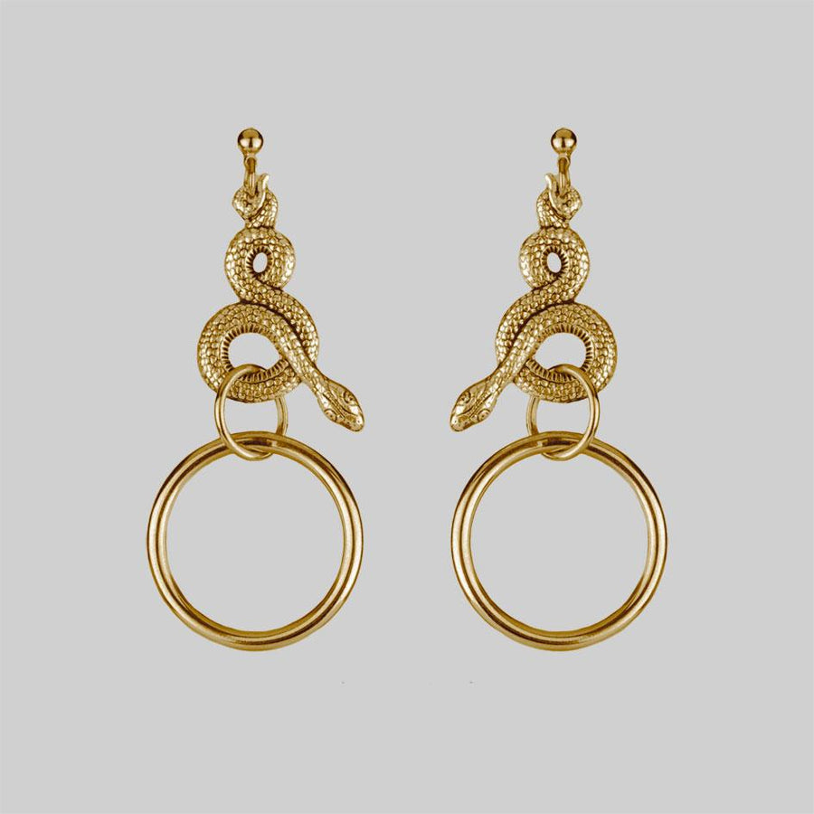 MERYLL. Snake Wrap Ring Earrings - Gold