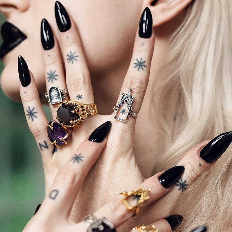 LENORE. Gothic Arch Window Ring - Gold Tattoo frame ring