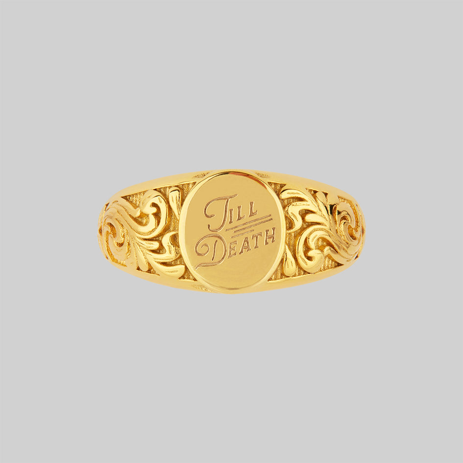 TILL DEATH™. Promise Signet Ring - Gold