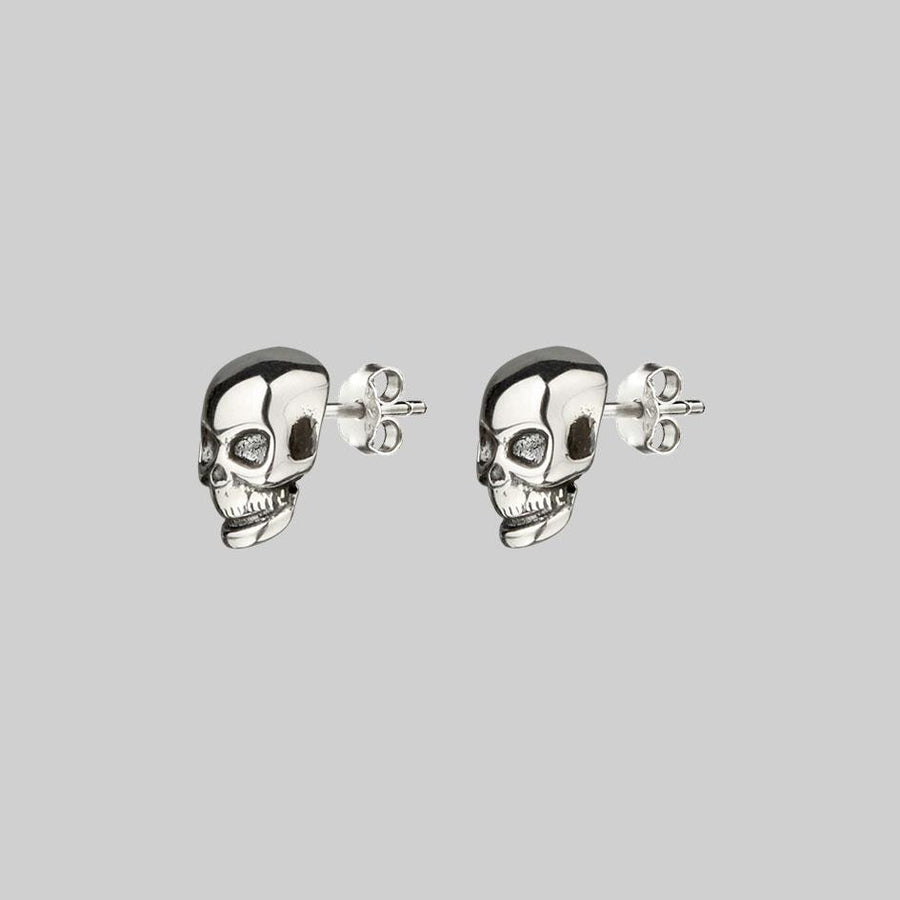 EDIE. Tiny Sterling Silver Skull Studs gothic stud earrings skulls