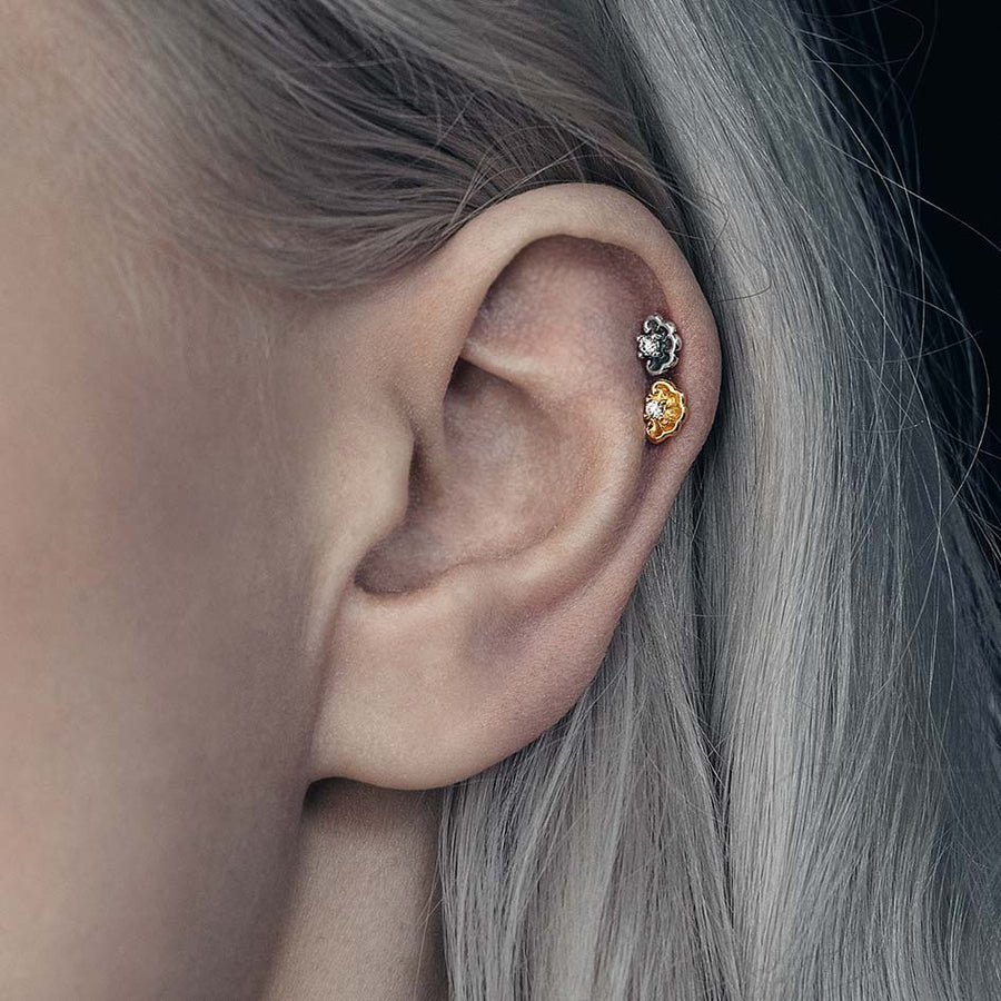 MAUD. Gothic Clam Shell Stud Earring - Silver Tiny shell ear stud