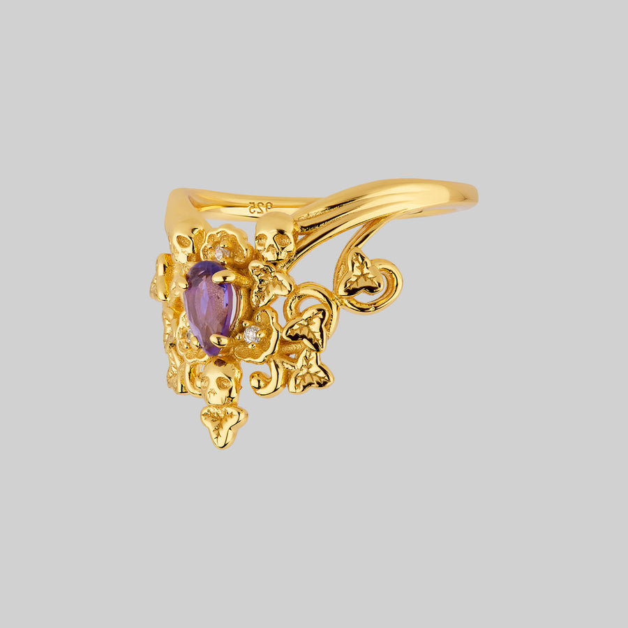 MALVOLIA. Garden of Remembrance Amethyst Ring - Gold victorian style amethyst ring