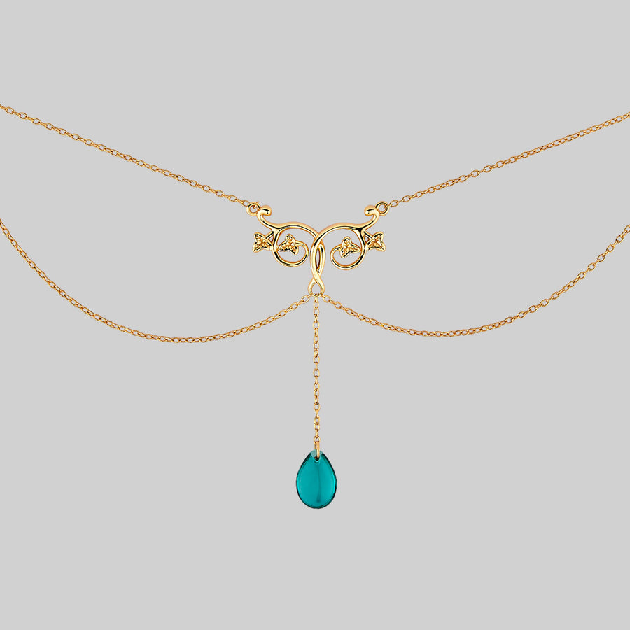 FAITH. Glass Droplet Ivy Necklace - Gold victorian style gold chain necklace