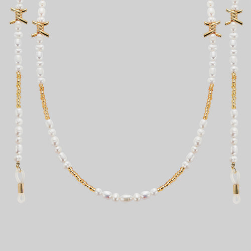 FOREVER. Barbed Wire & Ivory Pearl Sunglasses Chain - Gold