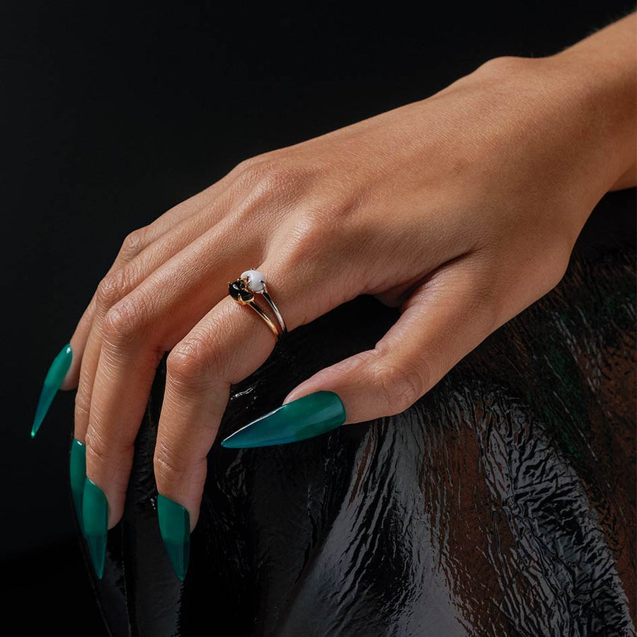 Yin & Yang Gemstone Rings - Gold Yin & Yang Gemstone Rings - Gold