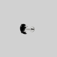 Yin black gemstone silver earring