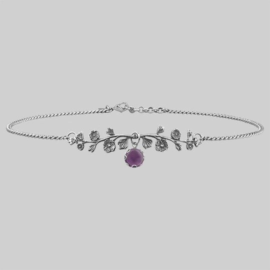 DARK BLOOM. Amethyst Choker - Silver