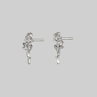 single rose stud earrings, silver lobe earrings