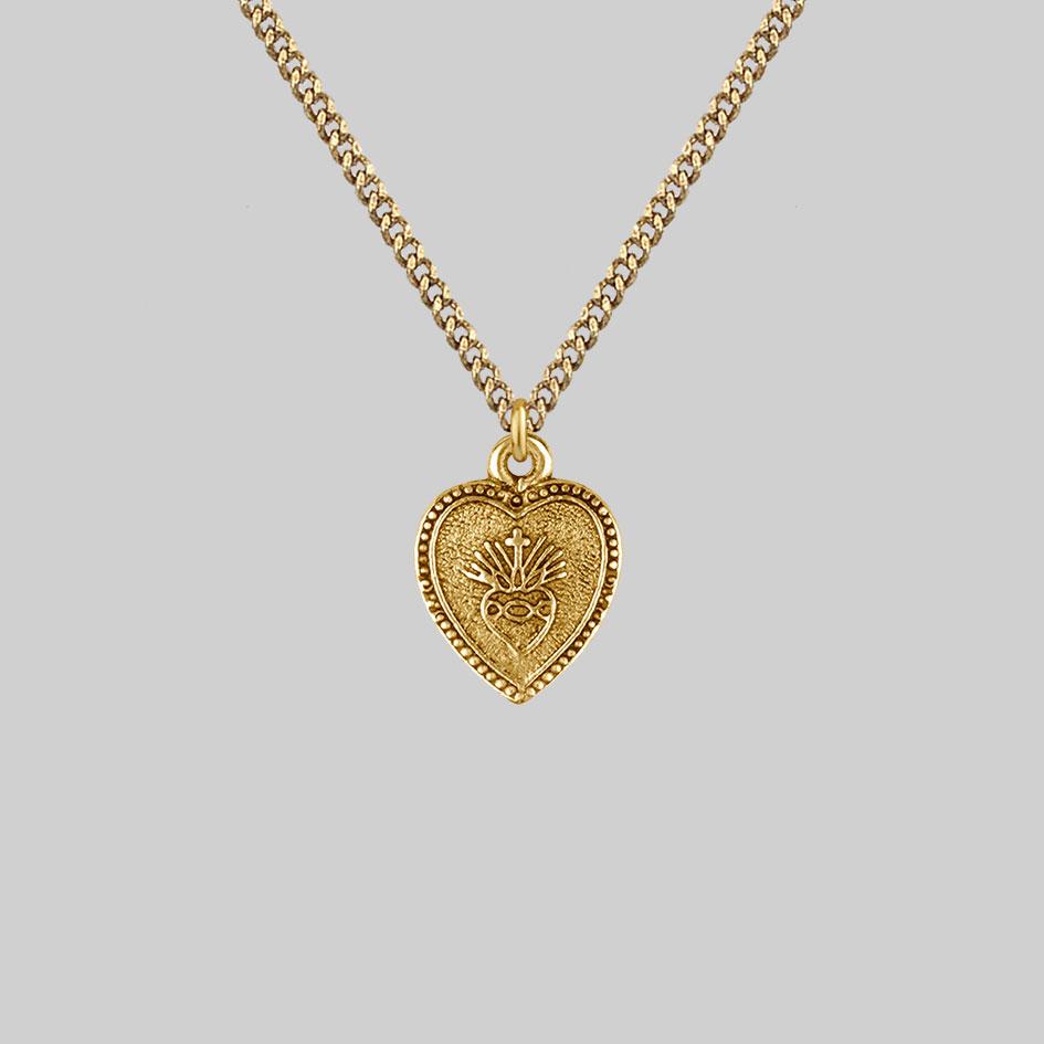sacred heart gold necklace