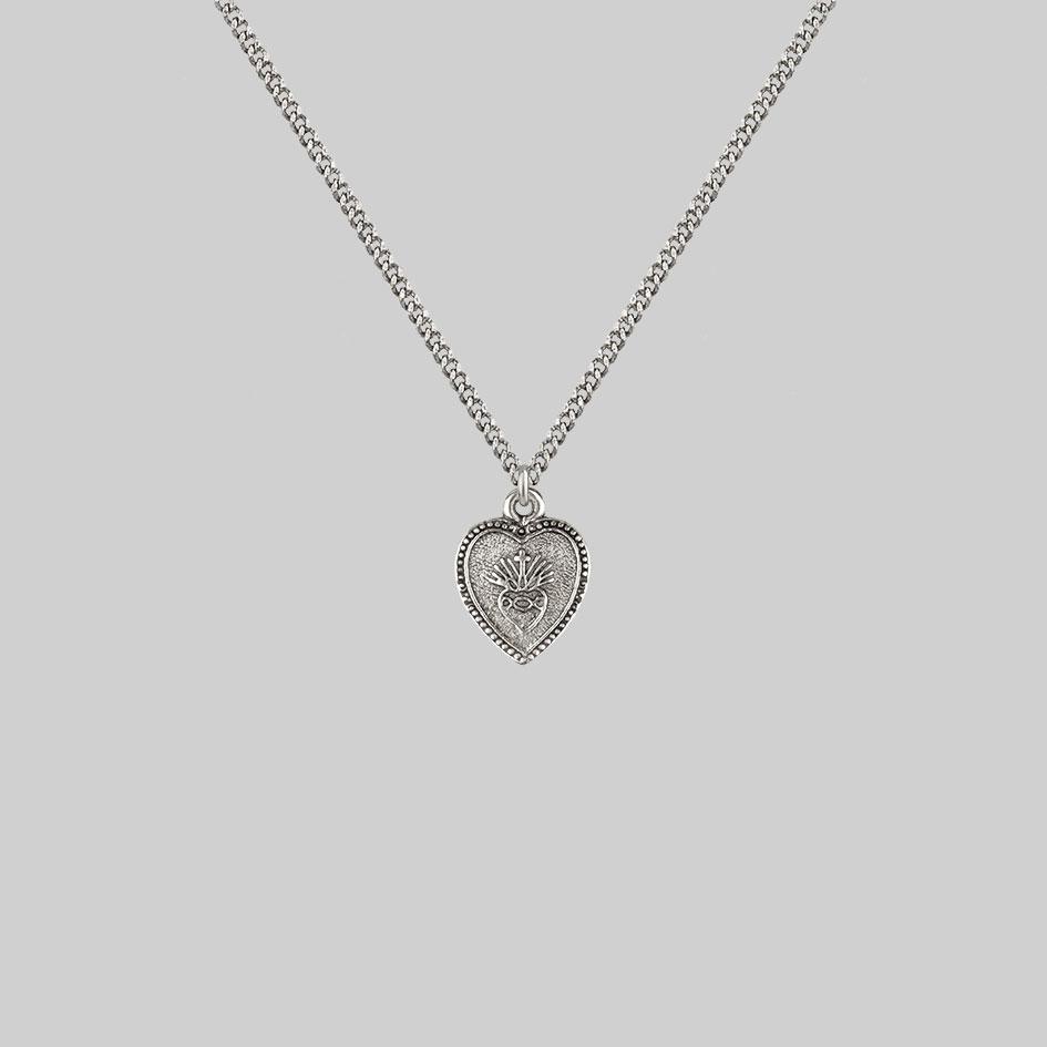 silver heart layering necklace